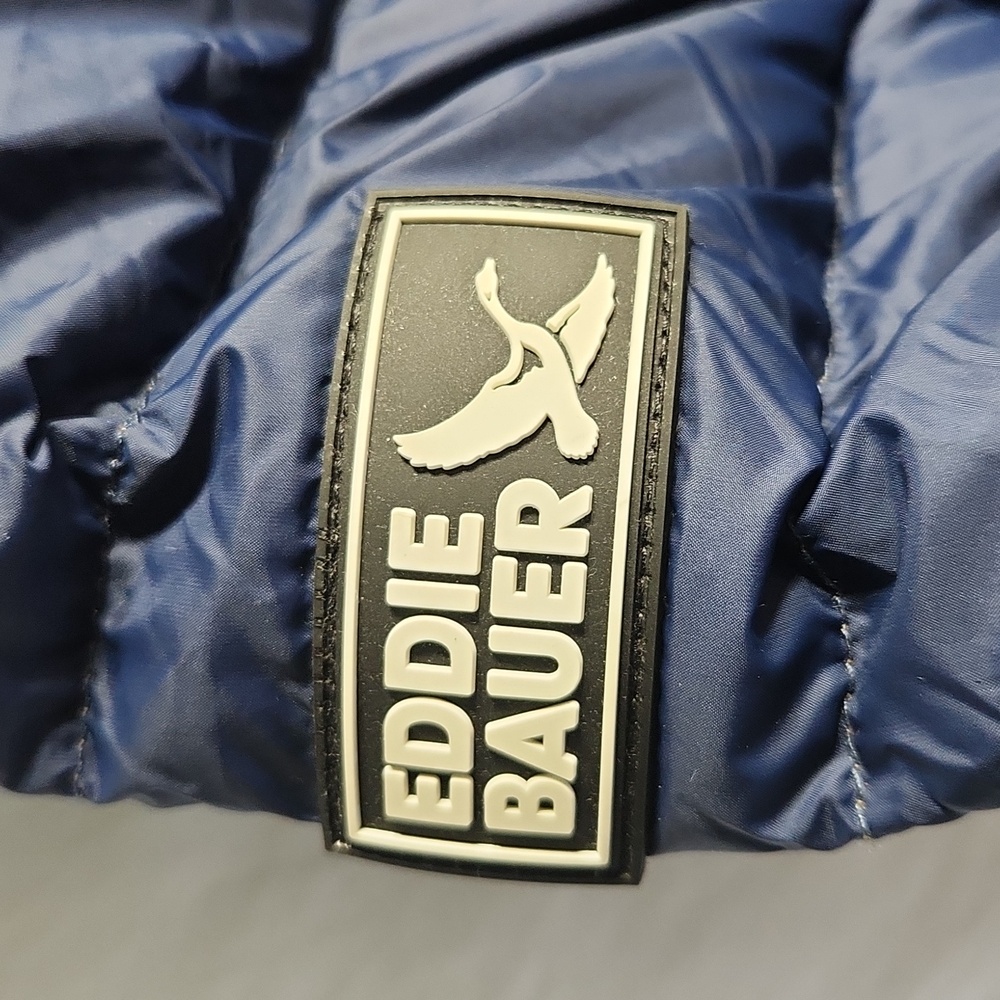 Eddie Bauer Men’s 650 Down Jacket – Blue/Navy with Gold Lining – Size L – NWT - Picture 7 of 9